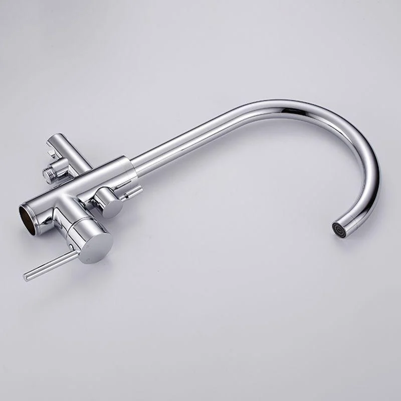 Floor Mounted Metal Freestanding Tub Filler Single Handle Freestanding Tap with Hose -Bathlova