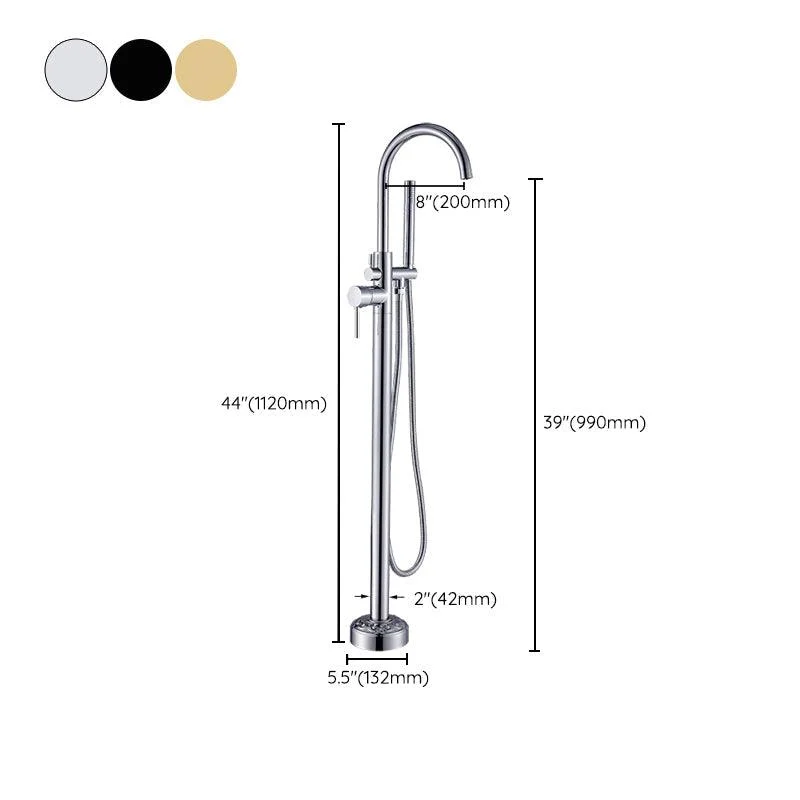 Floor Mounted Metal Freestanding Tub Filler Single Handle Freestanding Tap with Hose -Bathlova