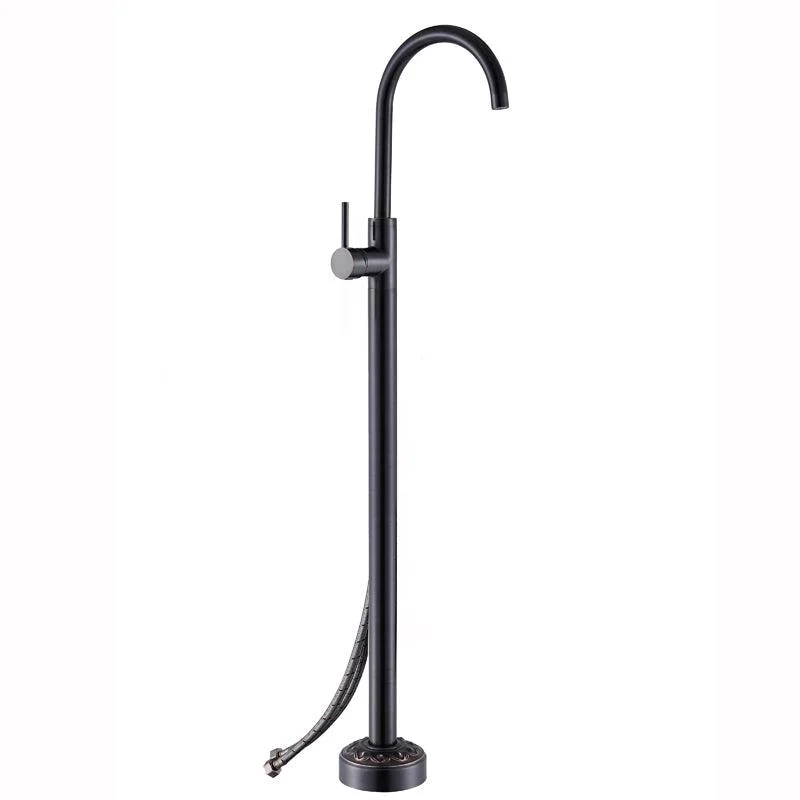 Floor Mounted Metal Freestanding Tub Filler Single Handle Freestanding Tap with Hose -Bathlova