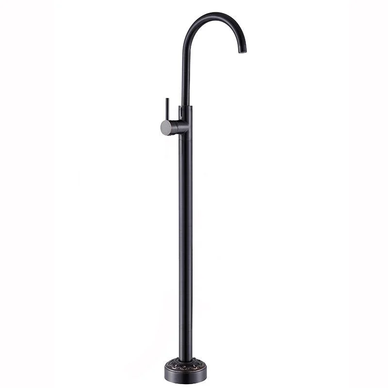 Floor Mounted Metal Freestanding Tub Filler Single Handle Freestanding Tap with Hose -Bathlova