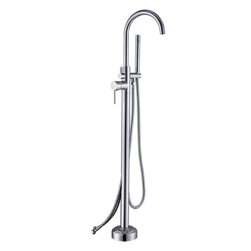 Floor Mounted Metal Freestanding Tub Filler Single Handle Freestanding Tap with Hose -Bathlova