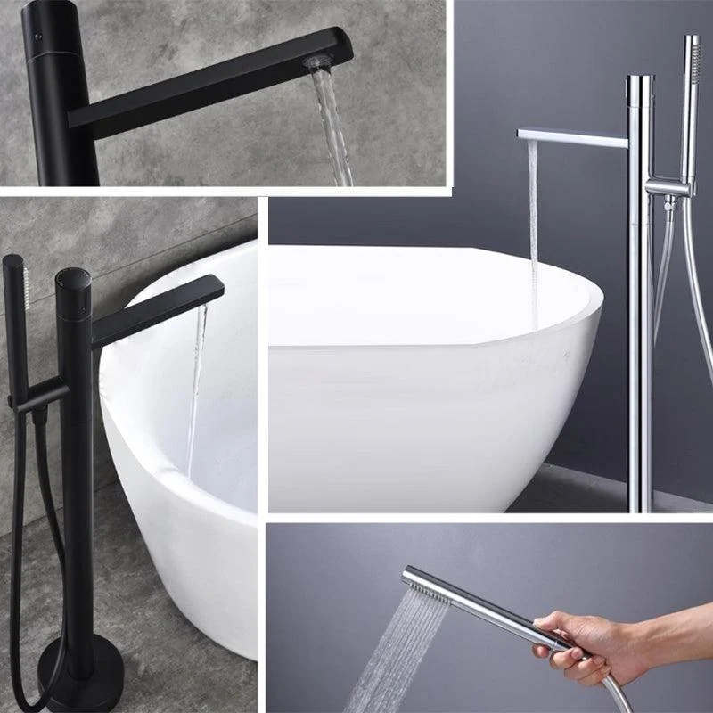 Floor Mounted Metal Freestanding Tub Filler Single Handle Freestanding Tub Filler Trim -Bathlova