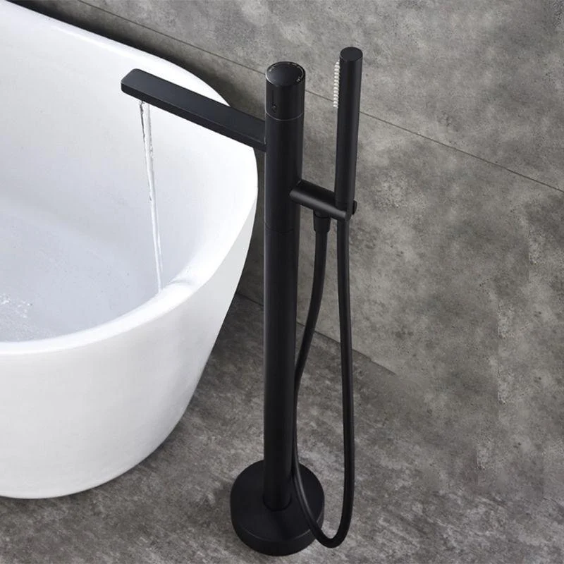 Floor Mounted Metal Freestanding Tub Filler Single Handle Freestanding Tub Filler Trim -Bathlova