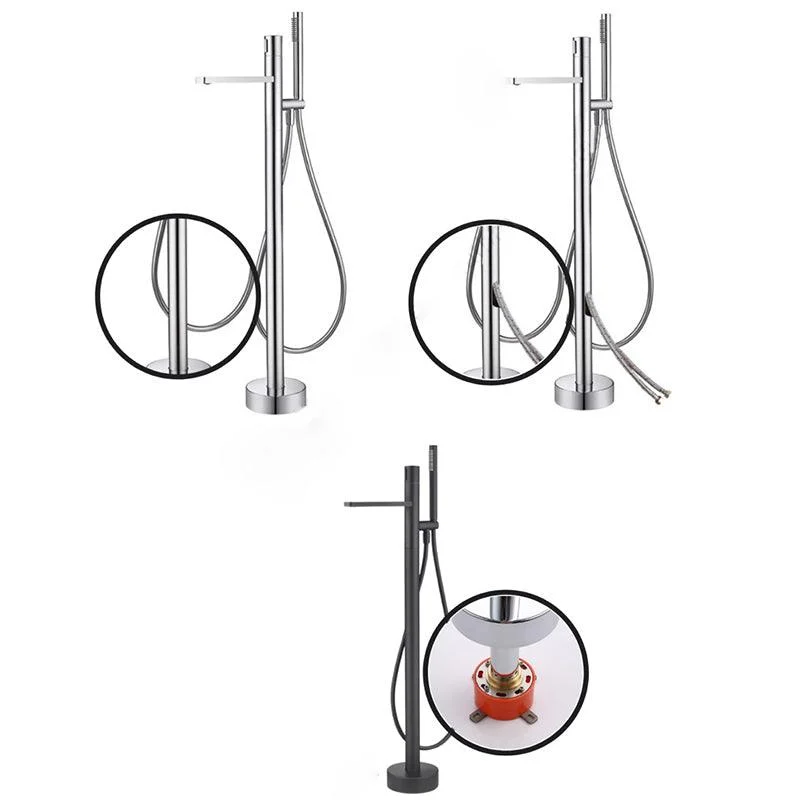 Floor Mounted Metal Freestanding Tub Filler Single Handle Freestanding Tub Filler Trim -Bathlova