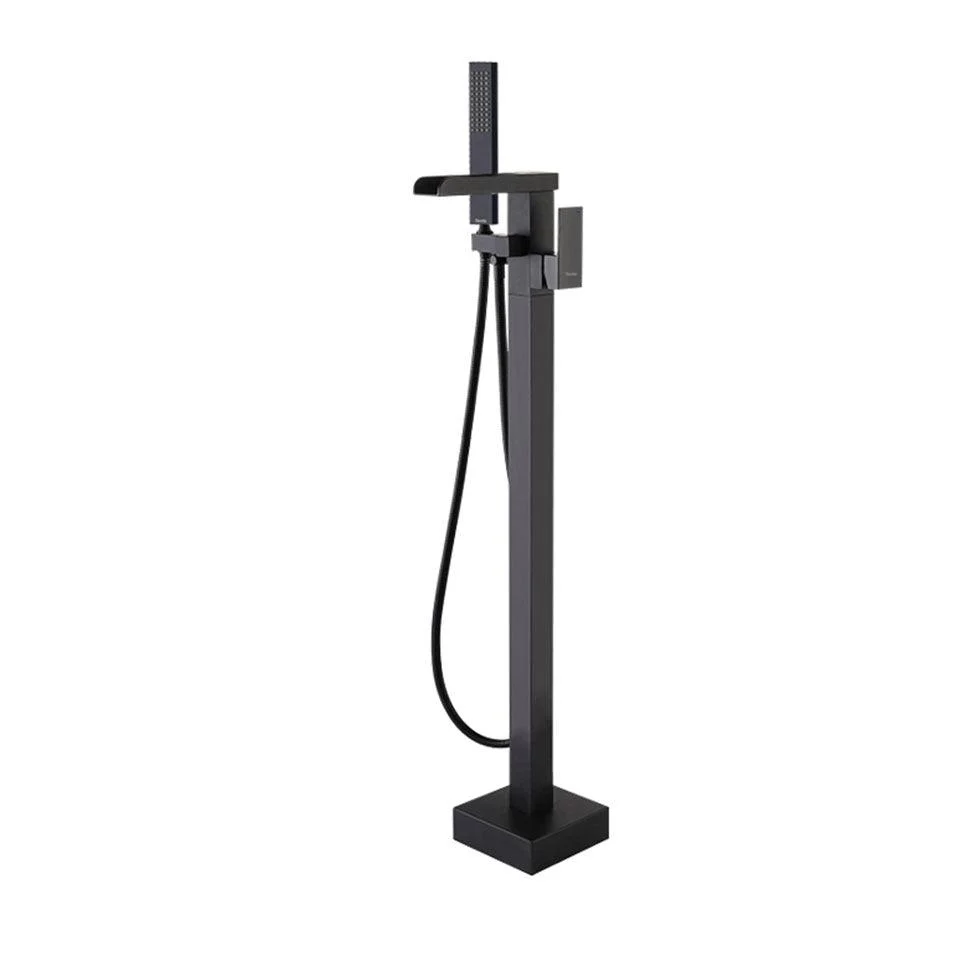 Floor Mounted Metal Freestanding Tub Filler Single Handle Waterfall Freestanding Tap -Bathlova