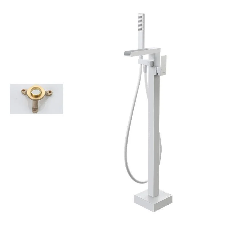 Floor Mounted Metal Freestanding Tub Filler Single Handle Waterfall Freestanding Tap -Bathlova