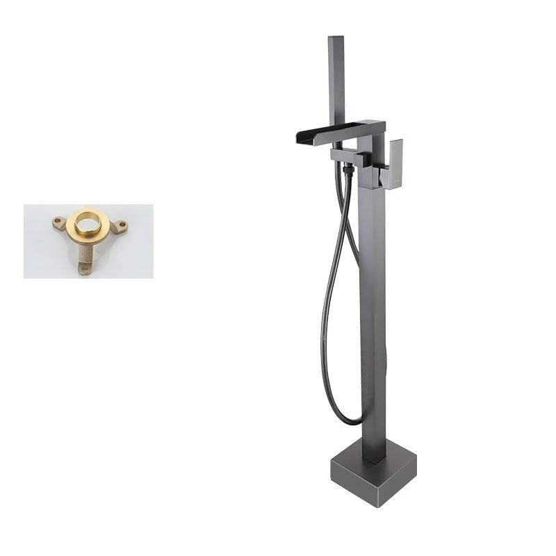 Floor Mounted Metal Freestanding Tub Filler Single Handle Waterfall Freestanding Tap -Bathlova