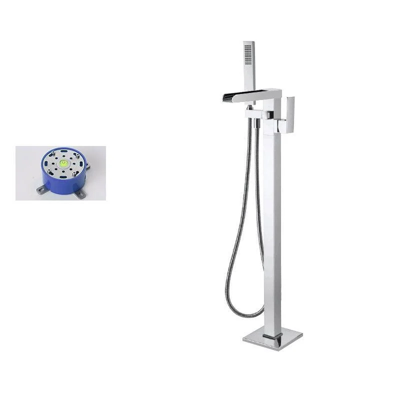 Floor Mounted Metal Freestanding Tub Filler Single Handle Waterfall Freestanding Tap -Bathlova