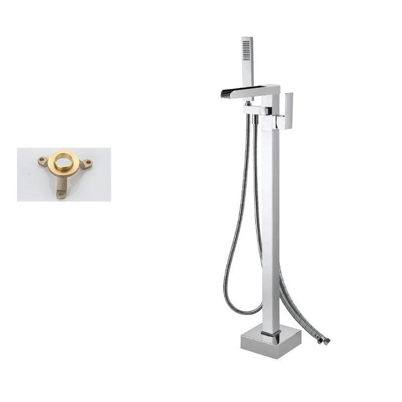 Floor Mounted Metal Freestanding Tub Filler Single Handle Waterfall Freestanding Tap -Bathlova