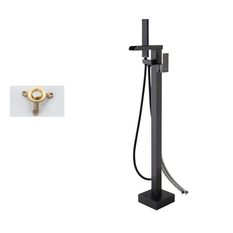 Floor Mounted Metal Freestanding Tub Filler Single Handle Waterfall Freestanding Tap -Bathlova