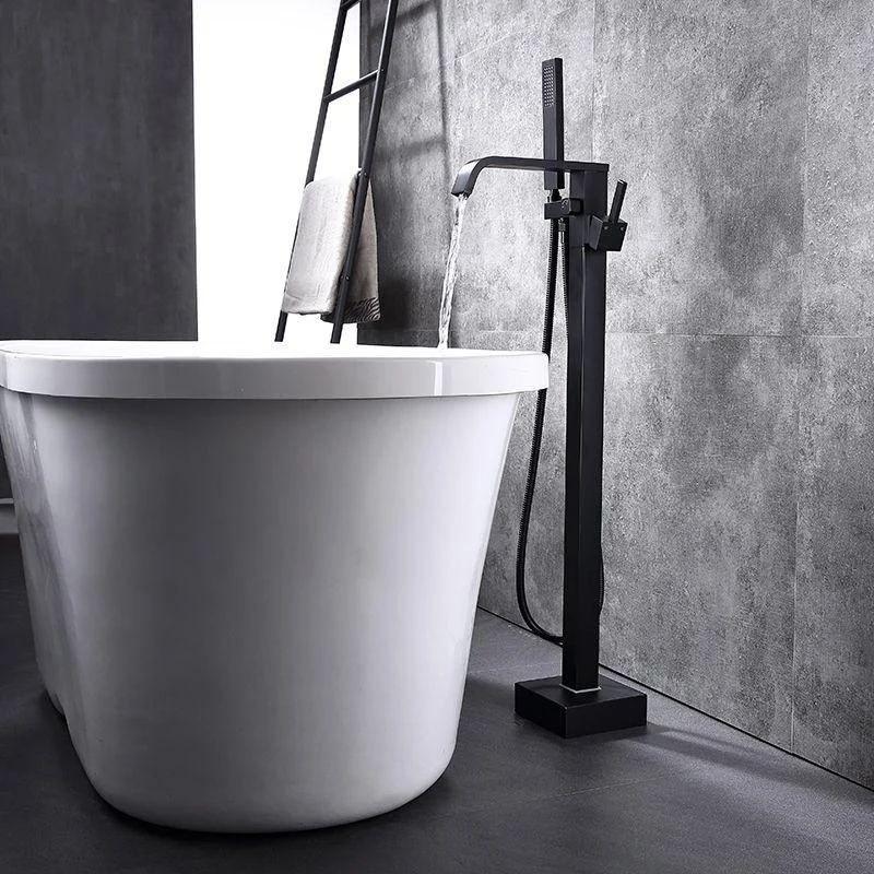 Floor Mounted Metal Freestanding Tub Filler Swivel Freestanding Tap -Bathlova