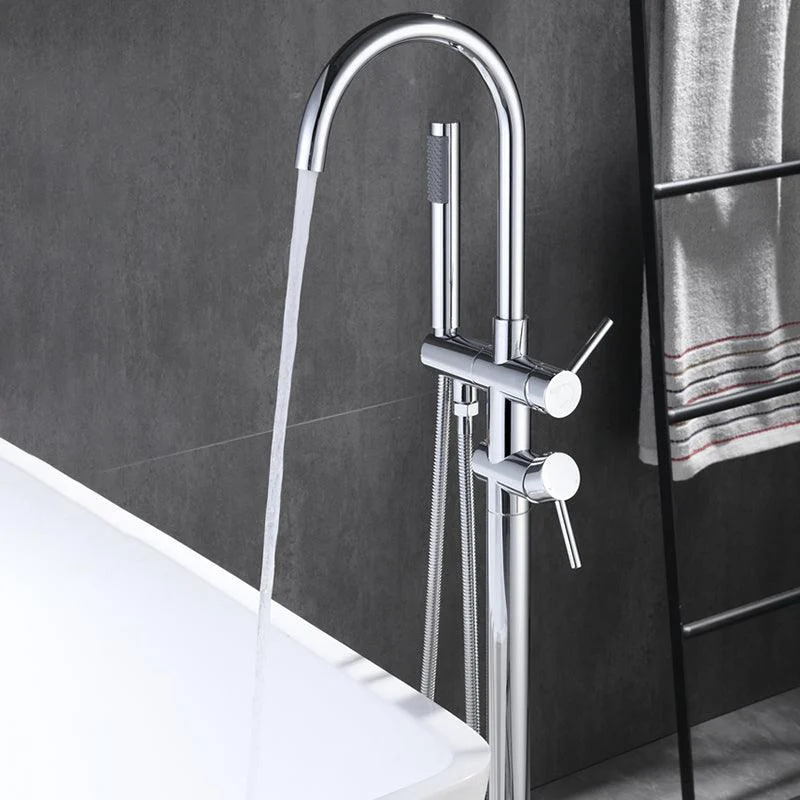 Floor Mounted Metal Freestanding Tub Filler Swivel Freestanding Tap -Bathlova