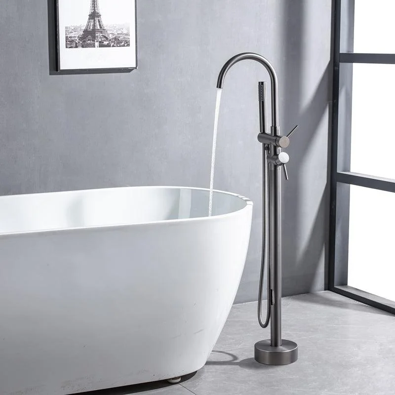 Floor Mounted Metal Freestanding Tub Filler Swivel Freestanding Tap -Bathlova