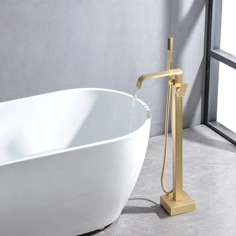 Floor Mounted Metal Freestanding Tub Filler Swivel Freestanding Tap -Bathlova