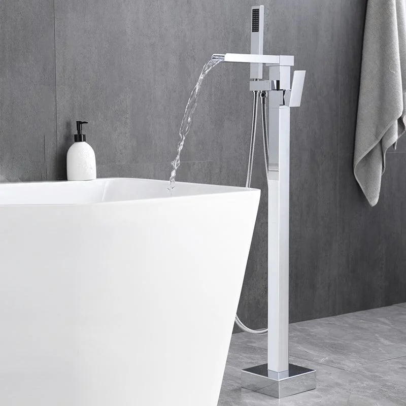 Floor Mounted Metal Freestanding Tub Filler Swivel Freestanding Tap -Bathlova