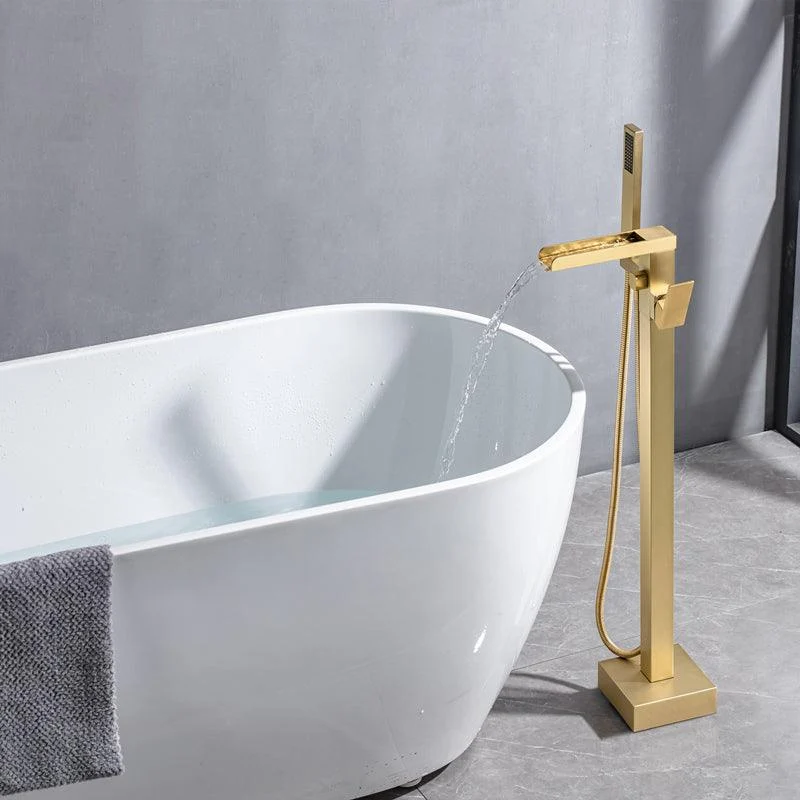 Floor Mounted Metal Freestanding Tub Filler Swivel Freestanding Tap -Bathlova