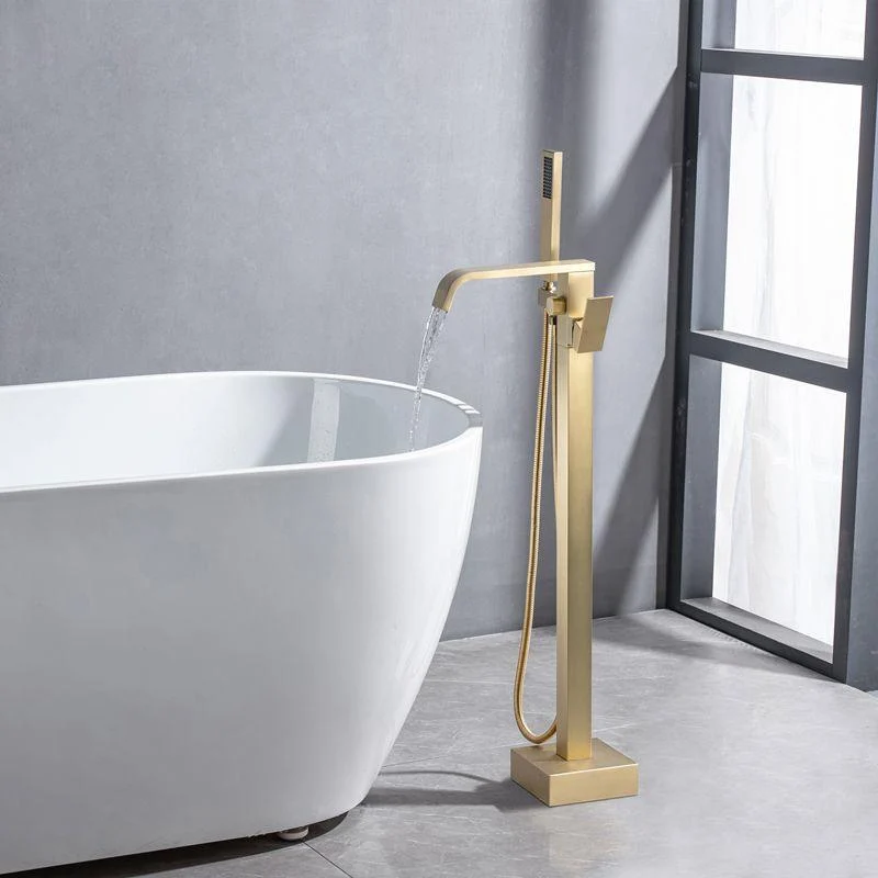 Floor Mounted Metal Freestanding Tub Filler Swivel Freestanding Tap -Bathlova