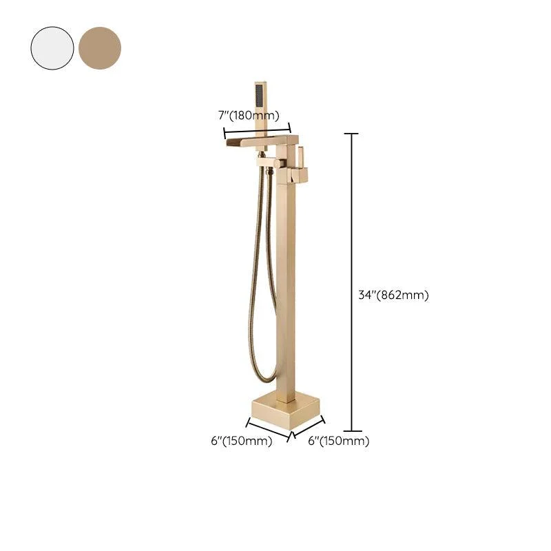 Floor Mounted Metal Freestanding Tub Filler Swivel Freestanding Tap with Hose -Bathlova