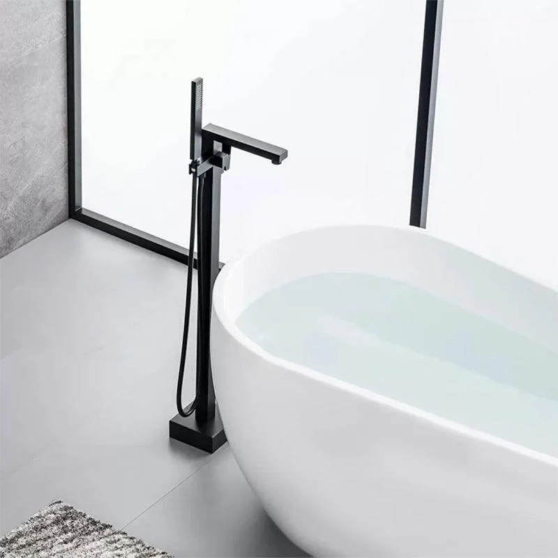 Floor Mounted Metal Freestanding Tub Filler Swivel Freestanding Tap with Hose -Bathlova