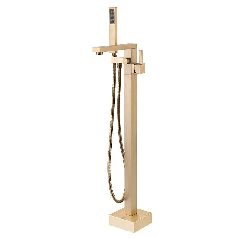 Floor Mounted Metal Freestanding Tub Filler Swivel Freestanding Tap with Hose -Bathlova