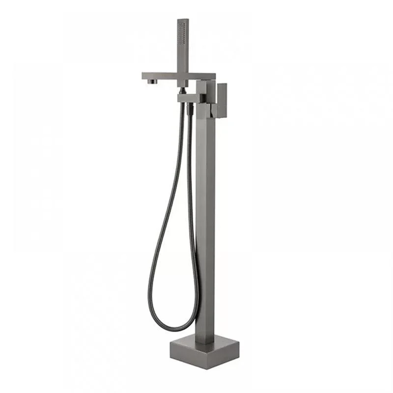 Floor Mounted Metal Freestanding Tub Filler Swivel Freestanding Tap with Hose -Bathlova