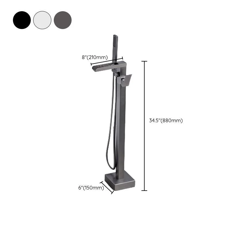 Floor Mounted Metal Freestanding Tub Filler Swivel Freestanding Tap with Spray Gun -Bathlova