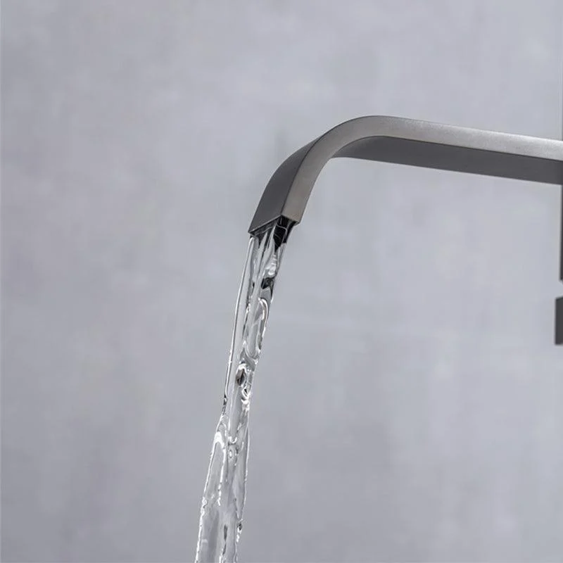 Floor Mounted Metal Freestanding Tub Filler Swivel Freestanding Tap with Spray Gun -Bathlova