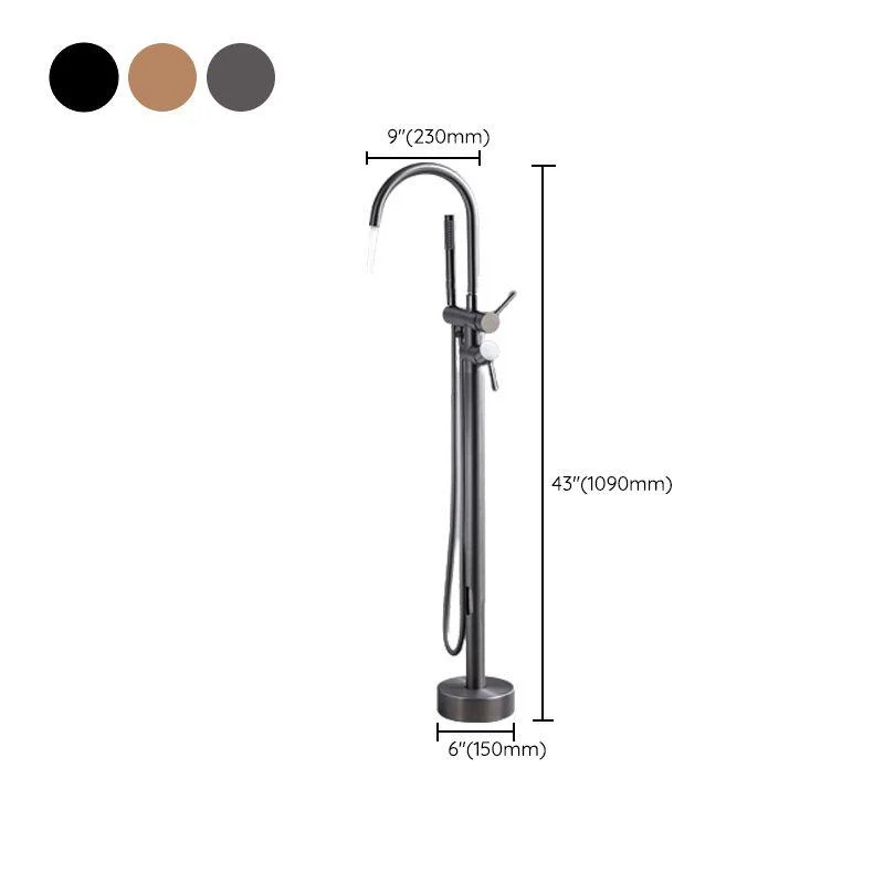 Floor Mounted Metal Freestanding Tub Filler Swivel Freestanding Tap with Spray Gun -Bathlova