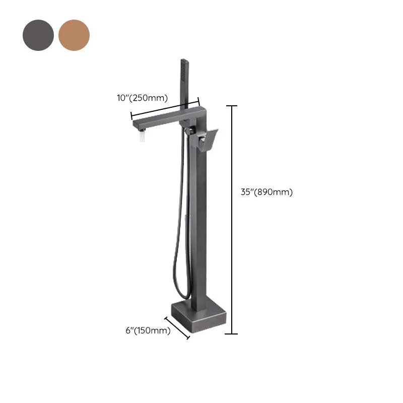 Floor Mounted Metal Freestanding Tub Filler Swivel Freestanding Tap with Spray Gun -Bathlova