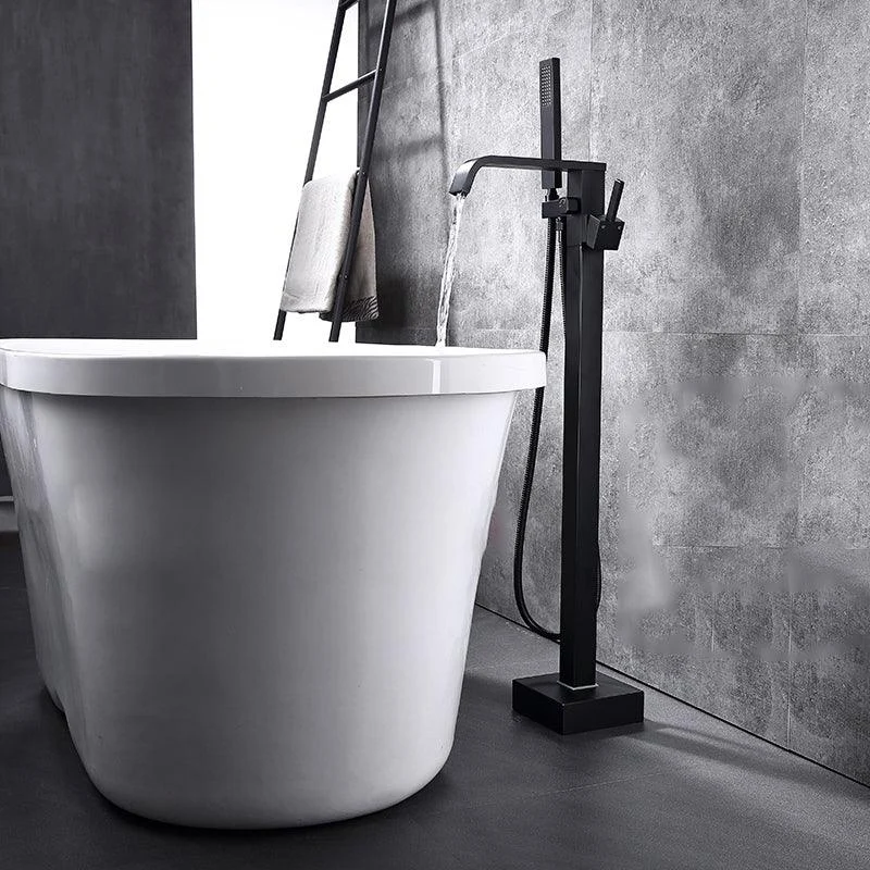 Floor Mounted Metal Freestanding Tub Filler Swivel Freestanding Tap with Spray Gun -Bathlova