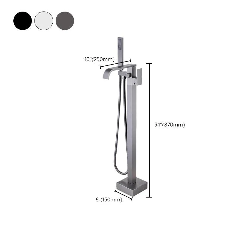 Floor Mounted Metal Freestanding Tub Filler Swivel Freestanding Tap with Spray Gun -Bathlova