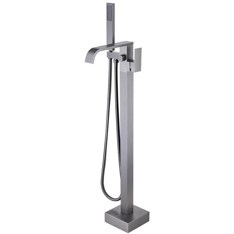 Floor Mounted Metal Freestanding Tub Filler Swivel Freestanding Tap with Spray Gun -Bathlova