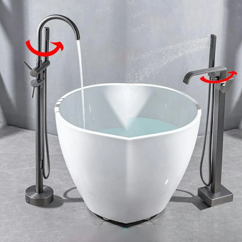 Floor Mounted Metal Freestanding Tub Filler Swivel Freestanding Tap with Spray Gun -Bathlova