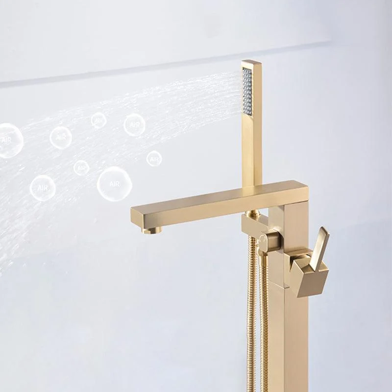 Floor Mounted Metal Freestanding Tub Filler Swivel Freestanding Tub Filler Trim in Gold -Bathlova