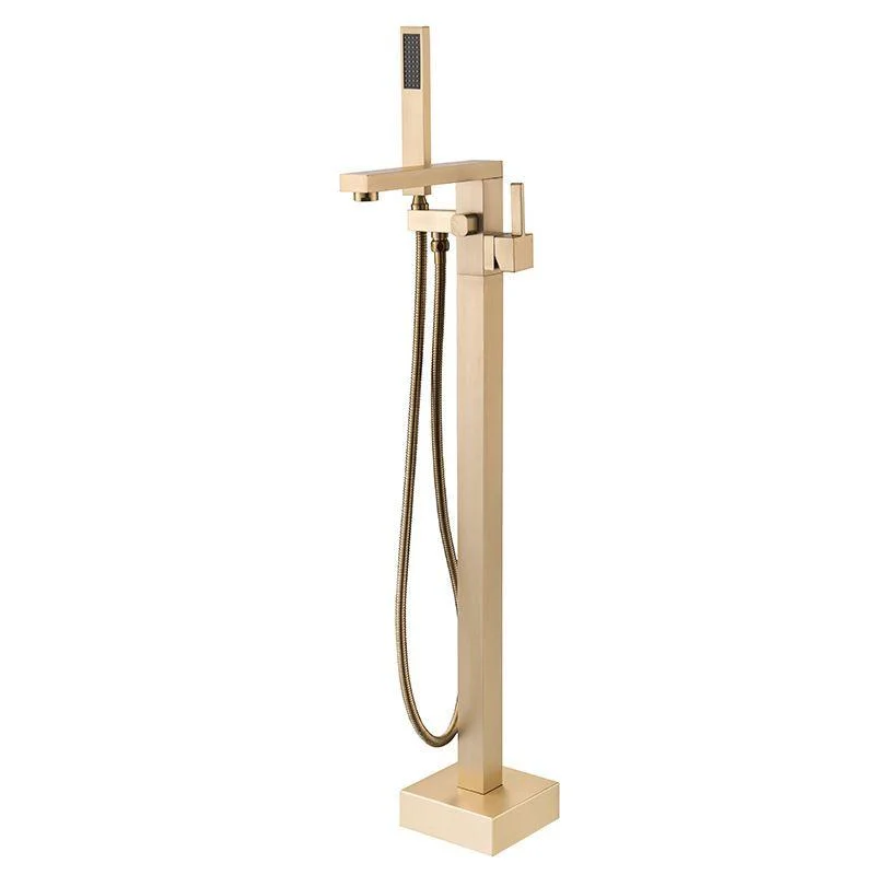 Floor Mounted Metal Freestanding Tub Filler Swivel Freestanding Tub Filler Trim in Gold -Bathlova