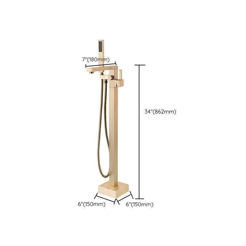 Floor Mounted Metal Freestanding Tub Filler Swivel Freestanding Tub Filler Trim in Gold -Bathlova