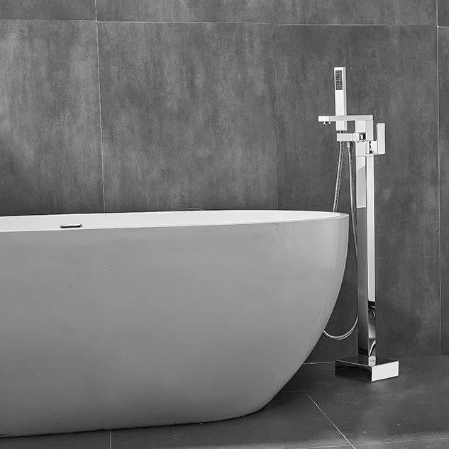 Floor Mounted Metal Freestanding Tub Filler Swivel High Arc Freestanding Tap -Bathlova