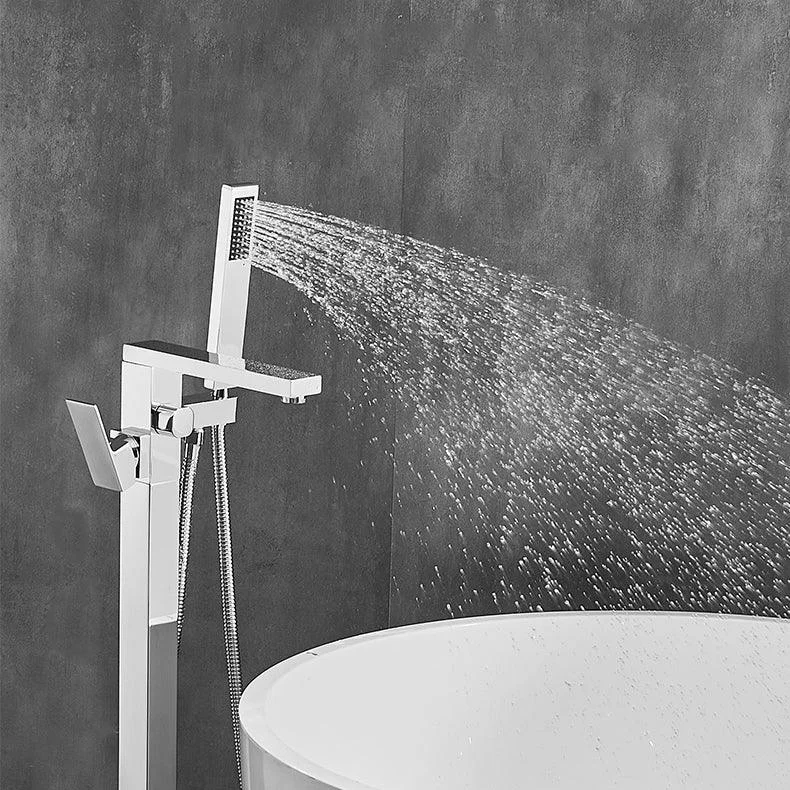 Floor Mounted Metal Freestanding Tub Filler Swivel High Arc Freestanding Tap -Bathlova