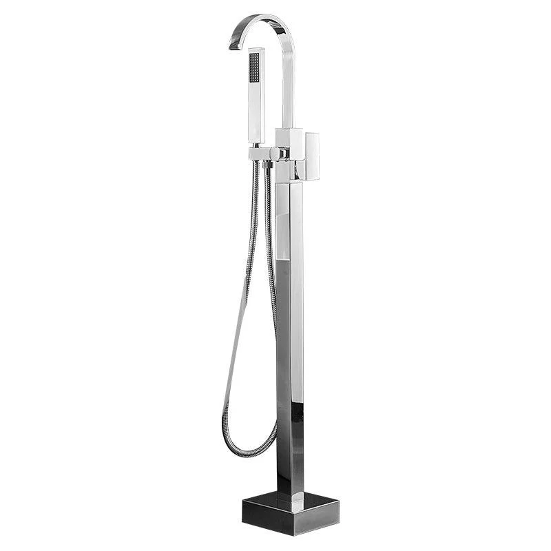 Floor Mounted Metal Freestanding Tub Filler Swivel High Arc Freestanding Tap -Bathlova