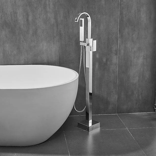 Floor Mounted Metal Freestanding Tub Filler Swivel High Arc Freestanding Tap -Bathlova