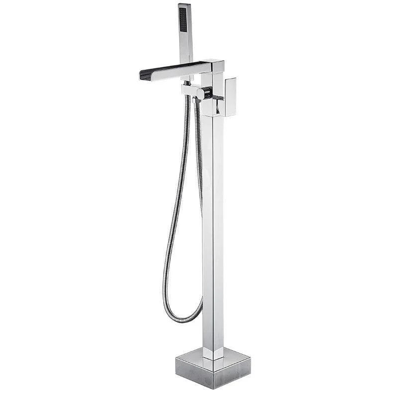 Floor Mounted Metal Freestanding Tub Filler Swivel High Arc Freestanding Tap -Bathlova