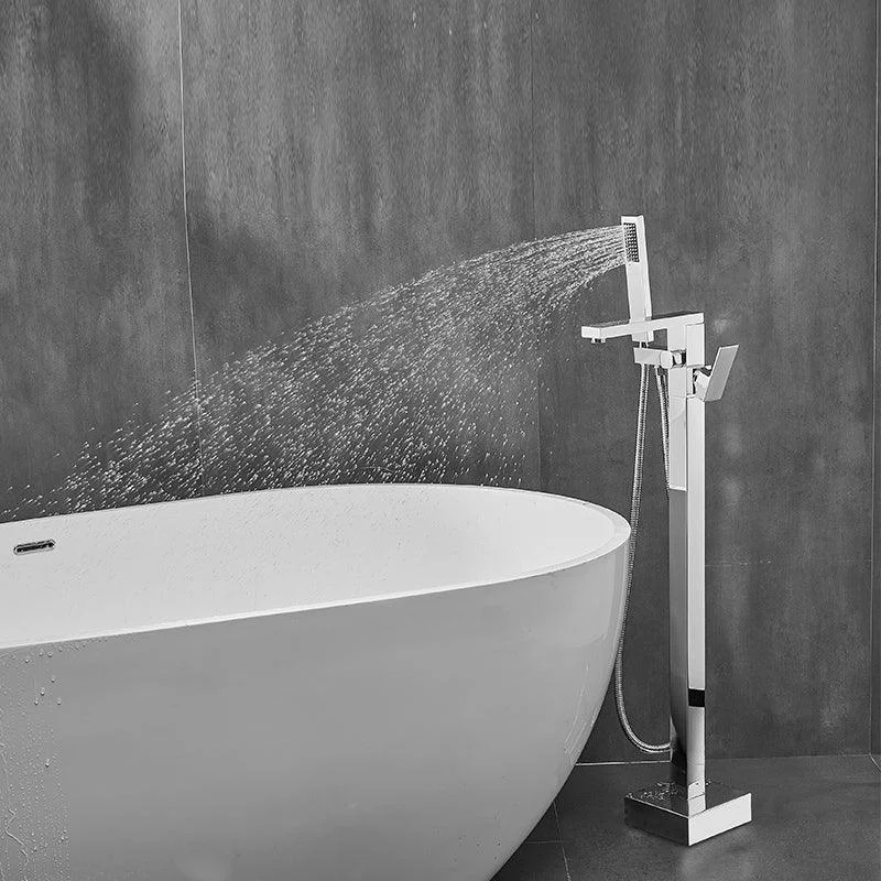 Floor Mounted Metal Freestanding Tub Filler Swivel High Arc Freestanding Tap -Bathlova