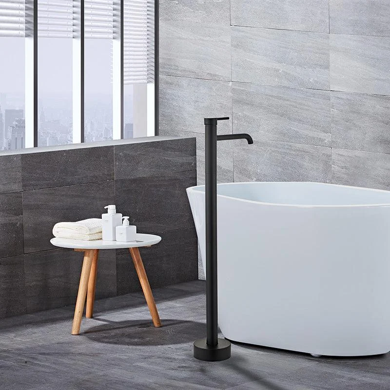 Floor Mounted Metal Freestanding Tub Filler Swivel Low Arc Freestanding Tap -Bathlova