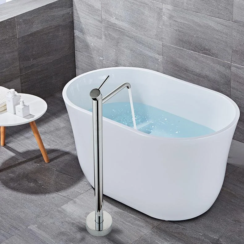 Floor Mounted Metal Freestanding Tub Filler Swivel Low Arc Freestanding Tap -Bathlova