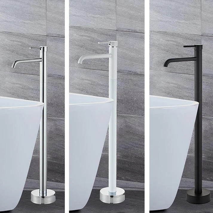 Floor Mounted Metal Freestanding Tub Filler Swivel Low Arc Freestanding Tap -Bathlova