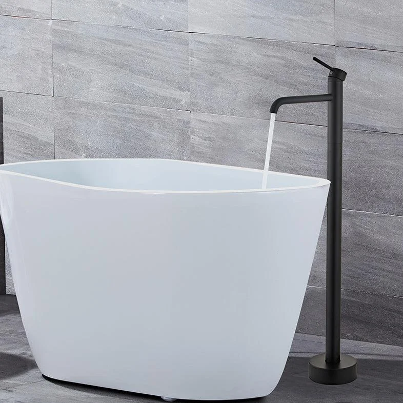 Floor Mounted Metal Freestanding Tub Filler Swivel Low Arc Freestanding Tap -Bathlova