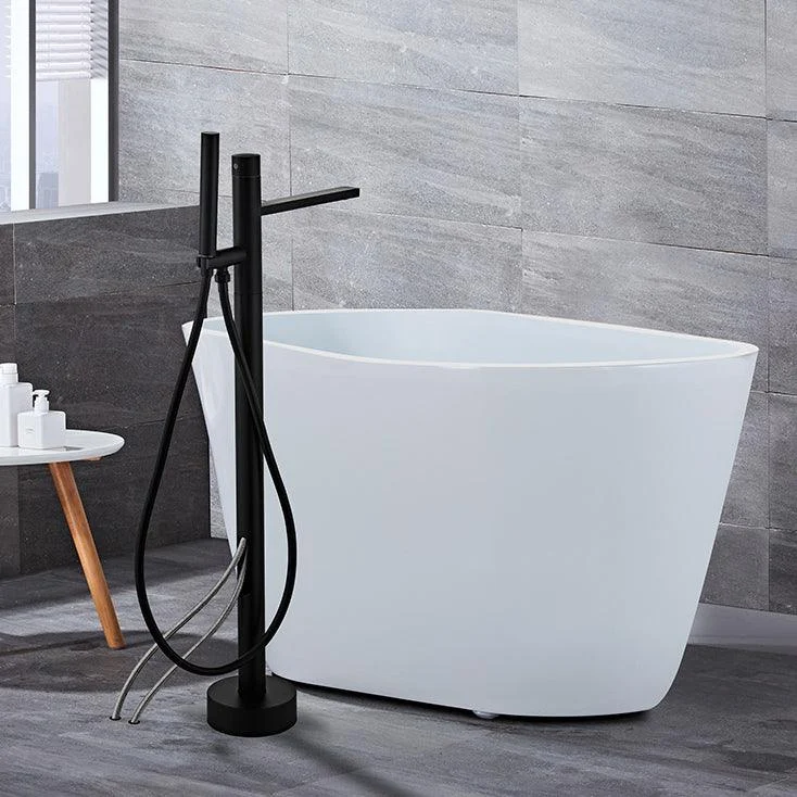 Floor Mounted Metal Freestanding Tub Filler Swivel Low Arc Freestanding Tap -Bathlova