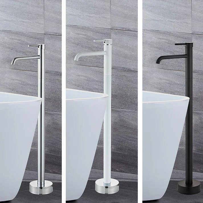 Floor Mounted Metal Freestanding Tub Filler Swivel Low Arc Freestanding Tap -Bathlova