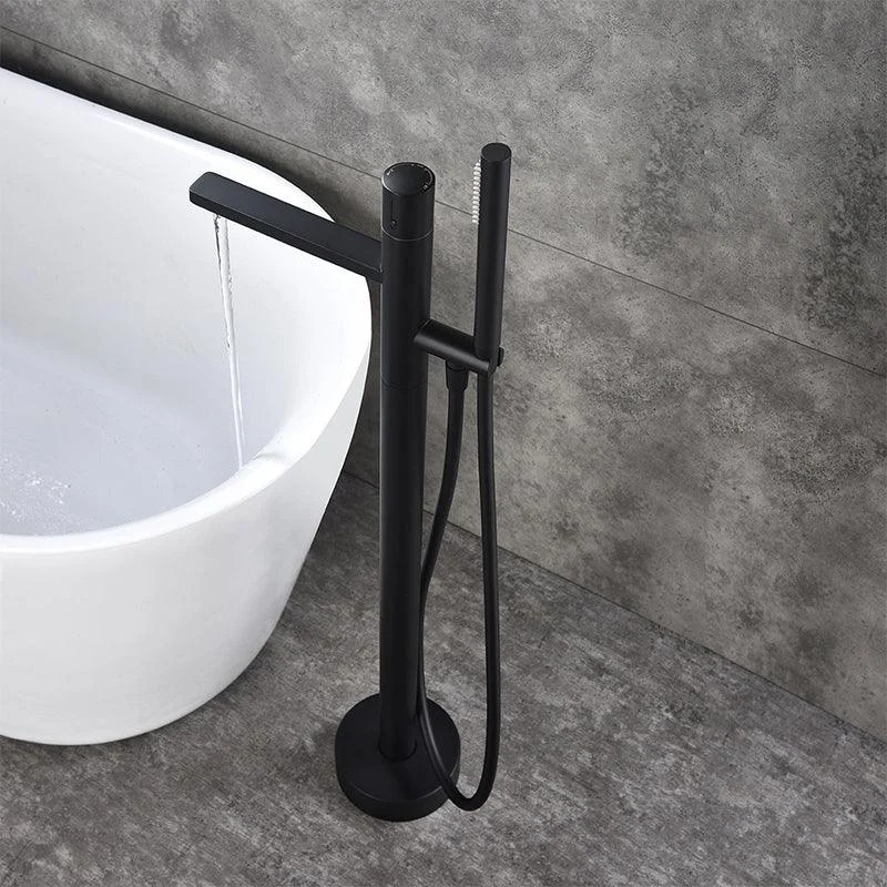 Floor Mounted Metal Freestanding Tub Filler Swivel Nickel Freestanding Tap -Bathlova