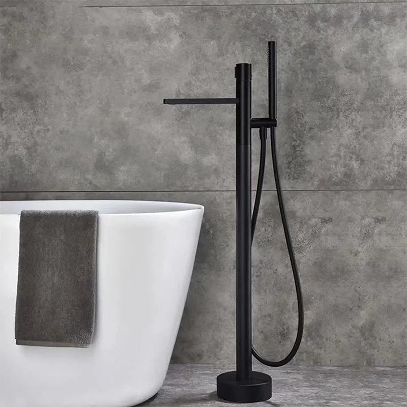 Floor Mounted Metal Freestanding Tub Filler Swivel Nickel Freestanding Tap -Bathlova